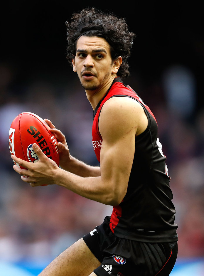 AFL 2016 Rd 21 - Essendon v Gold Coast MELBOURNE, AUSTRALIA - AUGUST 14: Debutante, Jake Long of the Bombers in action during the 2016 AFL Round 21 match between the Essendon Bombers and the Gold Coast Suns at Etihad Stadium on August 14, 2016 in Melbourne, Australia. (Photo by Adam Trafford/AFL Media)